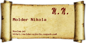 Molder Nikola névjegykártya